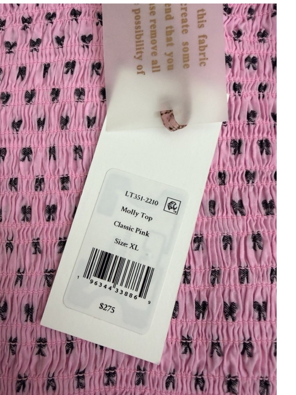LoveShackFancy Molly Smocked Top in Classic Pink.Key DetailsDesign Pink Size XL - Picture 6 of 10